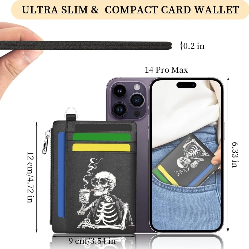 Black Wallet with Skeleton Design